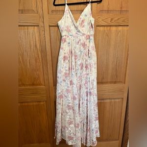 Pink and blue maxi dress